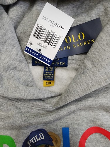NWT POLO Ralph Lauren BOYS Teddy Bear Fleece Pullover Hoodie LX 18-20 - Picture 6 of 9
