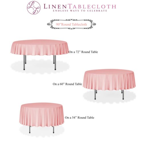 LinenTablecloth 90 in. Round Polyester Tablecloths, 33 Colors! Weddings & Events - Picture 2 of 136
