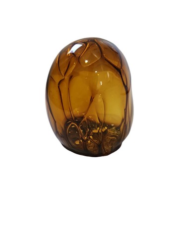 OOAK einzigartig Bernstein Handwerk mundgeblasen Kunst Glas Blase Kugel Briefbeschwerer Dekor - Bild 2 von 7