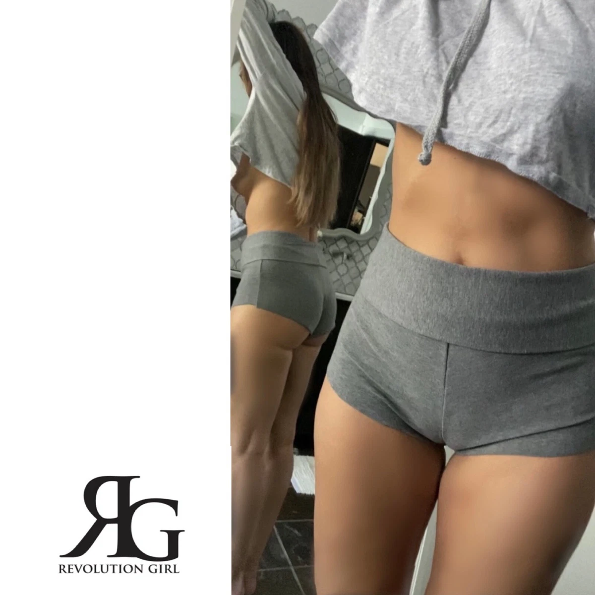 Women’s Cotton Spandex High Waisted Fold Over Workout Fitness Booty Shorts