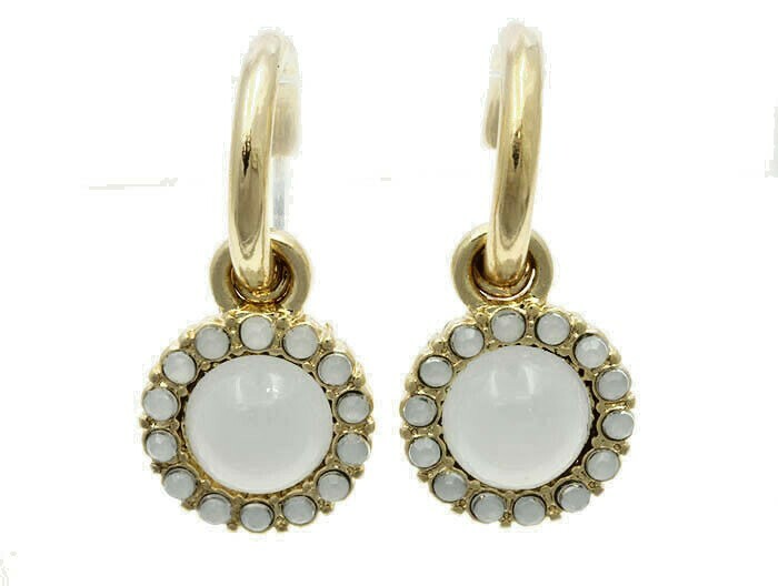 Hoop Earrings Crystal Gold-tone White Fashion 1