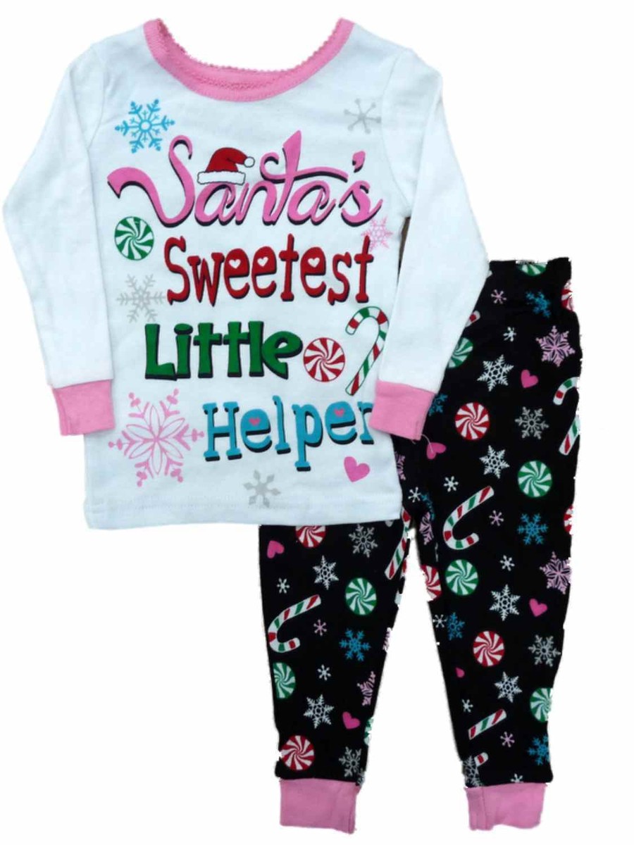 Holiday Time Infant Toddler Girls Santas Sweetest Helper Sleep Set Pajamas