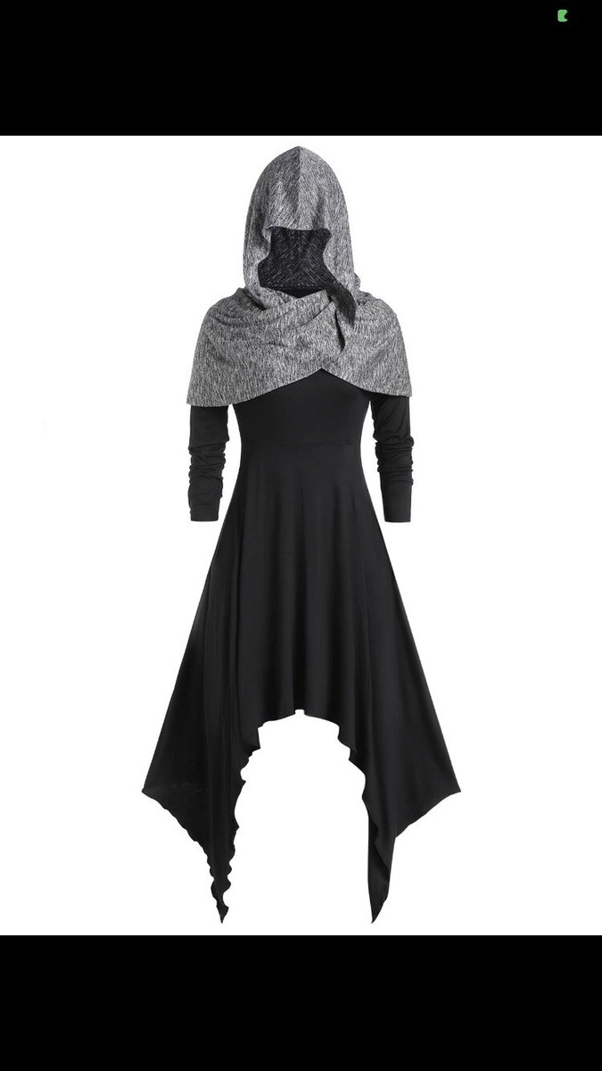 Black/Grey Cloak Dress By Rosegal Sz 18 BNWT *Gothic* *Cosplay