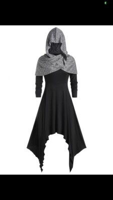 Black/Grey Cloak Dress By Rosegal Sz 18 BNWT *Gothic* *Cosplay - Main Image