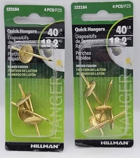 2 pks E-Z Hanger, No 122184, Hillman Fasteners, Brass Finish 40 lbs. 18.2kg NEW