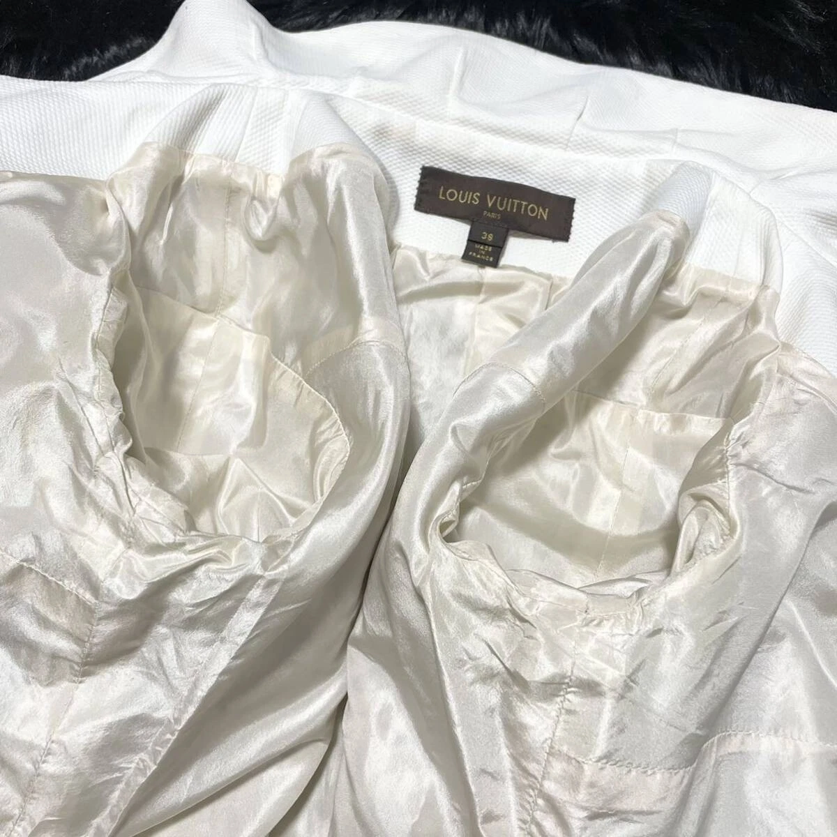 LOUIS VUITTON（LV） Autentica giacca Louis Vuitton motivo floreale motivo floreale pizzo 38 bianca