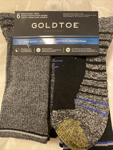 Brand New Gold Toe Socks Men Pro Sport Pack 6 Pair Multicolor Mild Calf 6 12.5 - 第 1/4 張圖片