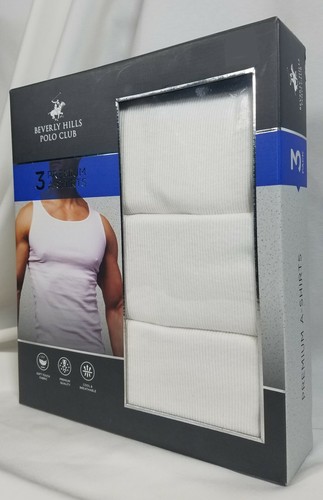 Beverly Hills Polo Club 3 Tank Tops M White A-Shirts Cool, Breathable SHIPS FREE - Picture 5 of 5