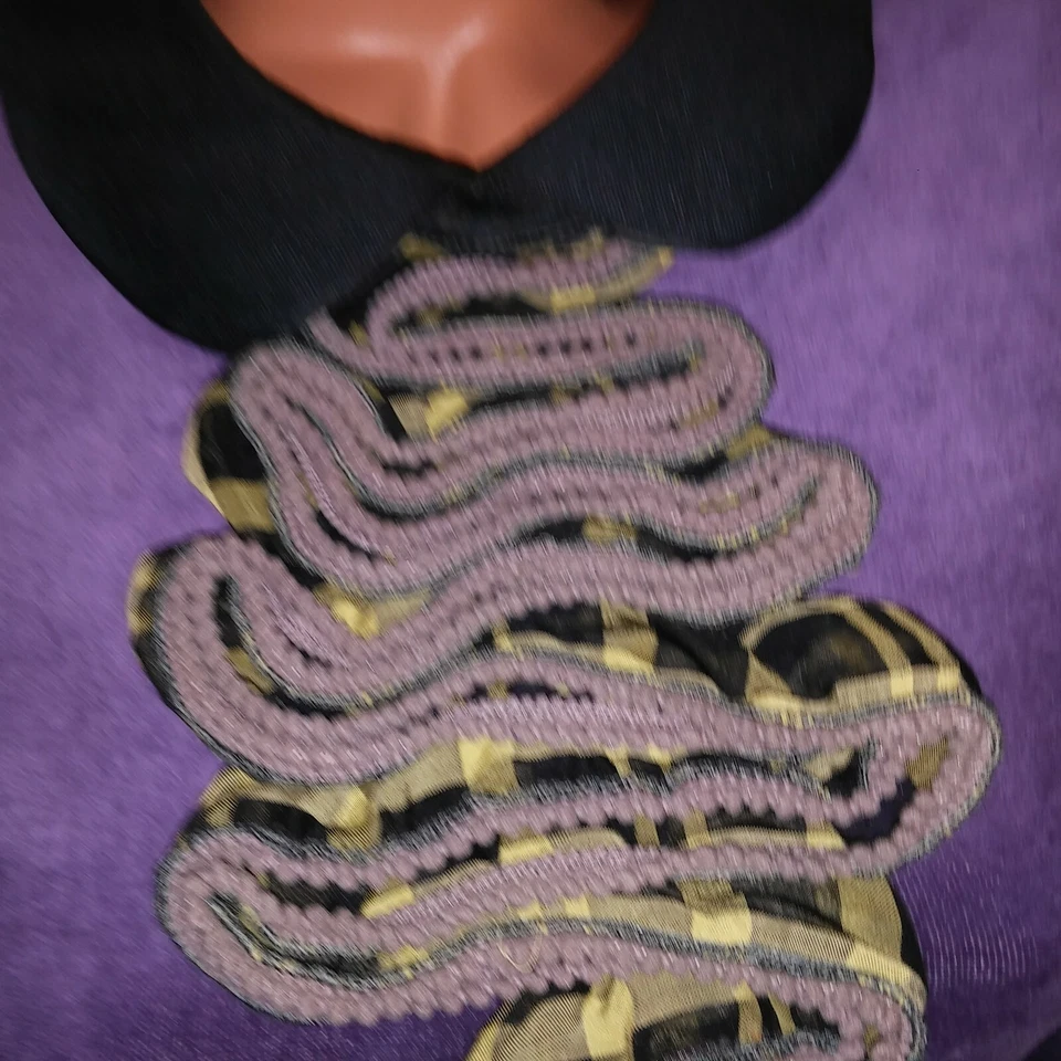 Blusa túnica feminina Nuvula roxa média xadrez veludo manga longa - Imagem 4 de 4