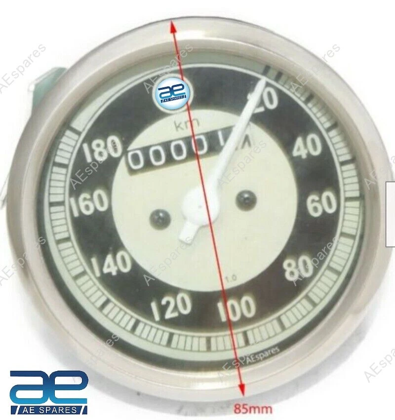 Velocímetro facial negro y crema 20-180/0-180 Kmph para BMW R50 R60 R69 R69s NUEVO Foto 3 de 4