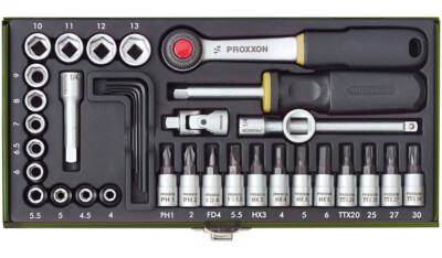 Proxxon Feinmechaniker-Satz mit 1/4 Zoll -Ratsche, 36-teilig - 23080