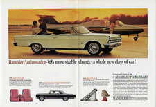 1965 Rambler Ambassador Convertible White Largest AMC Photo Vintage Print Ad