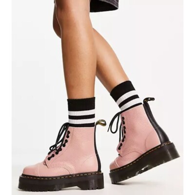 Doc Martens Sinclair Combat Boots in Peach Beige Women's Size 8 39