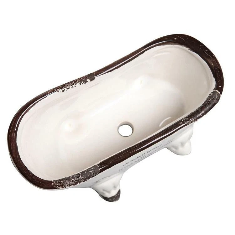 White Porcelain Petite French Country Claw Bathtub Flower Pot Planter/ Soap Dish - Image 4 of 4