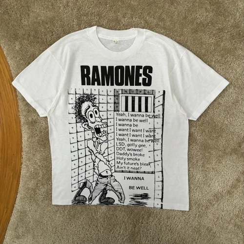 Ramones Band Tee Concert Shirt Large Screen St 1980s vintage concert t-shirt, vintage, size L, single stitch, B+ condition