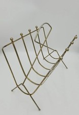 Vintage Mid Century Modern Brass Like Metal Magazine Rack Record Holder Retro