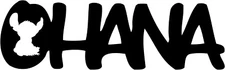 OHANA Lilo & Stitch Inspired Graphic Black Vinyl Decal Car Windows Laptop Tablet