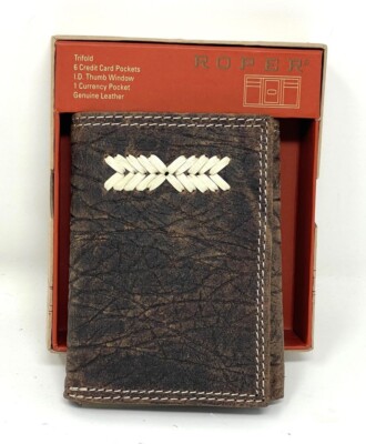 ROPER GENUINE LEATHER ELEPHANT EMBOSSED TRIFOLD WALLET