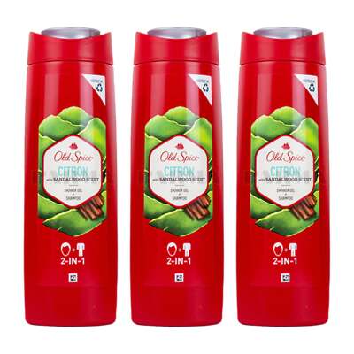 Old Spice Citron Sandalwood Scent 2-In-1 Shower Gel + Shampoo, 400ml (Pack of 3)
