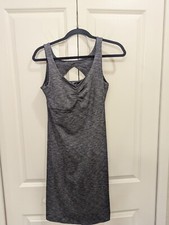 Kuhl Charcoal Gray Mova Aktiv Ruched V-Neck Cut Out Back Tank Dress Size M