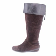 Nine West Hamza Tall Riding Boots Womens Size 9 Brown Leather Knee High Back Zip