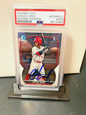Carlos Jorge autograph signed 2023 Bowman Chrome baseball card PSA BCP120