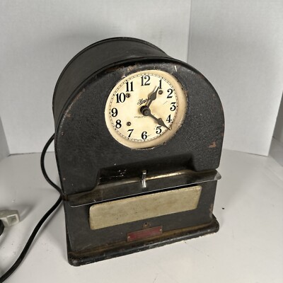 Antique Analog  Simplex Time punch Clock Recorder Collectible working