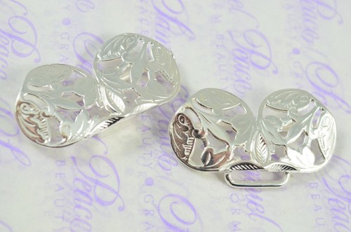 Cased Fantastic Clover Pattern Silver Plated Nurses Buckle Handmade in Sheffield - Picture 5 of 8