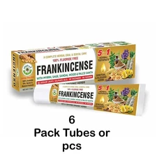 6 Tubes, FRANKINCENSE Herbal & Natural Toothpaste By AL-RIYAN, 7.5 oz.