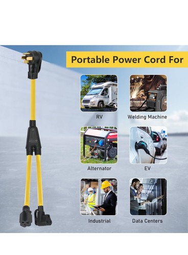 NEMA 14-50P to TT-30R & 5-15R/5-20R RV Splitter Cord, ZDHQLHJ 240V 50Amp 4 Prong - 第 2/3 張圖片