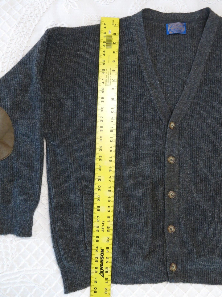 Pendleton Cardigan Mens XL Grey Wool Knit Button Up Grandpa Sweater