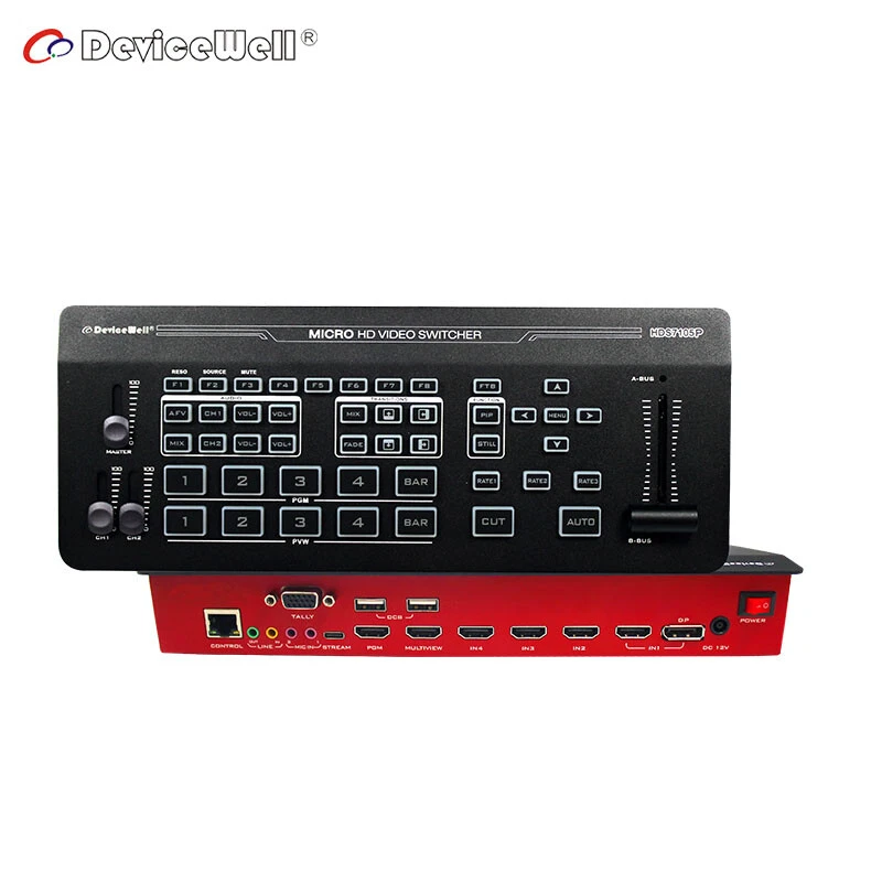 DHL Devicewell HDS7105P Video 5-CH HD Video Switcher Multi-view Streaming 4*HDMI - Image 4 of 4