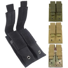 Tactical Double Magazine Pouch MOLLE Gun Pistol Flashlight Holster Belt Mag Bag