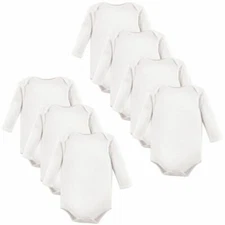 Luvable Friends Long-Sleeve Bodysuits, 7-Pack, White Long Sleeve