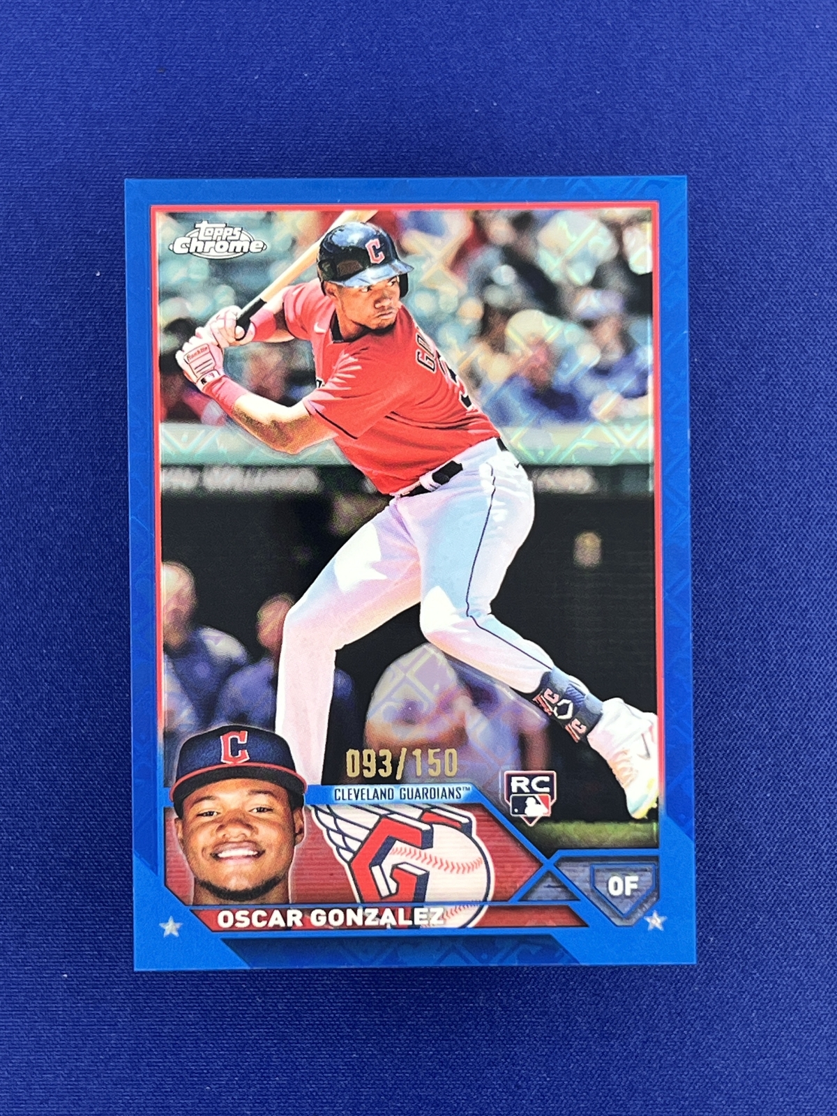 2023 Topps Chrome Logofractor OSCAR GONZALEZ #207 Blue Refractor #/150 RC