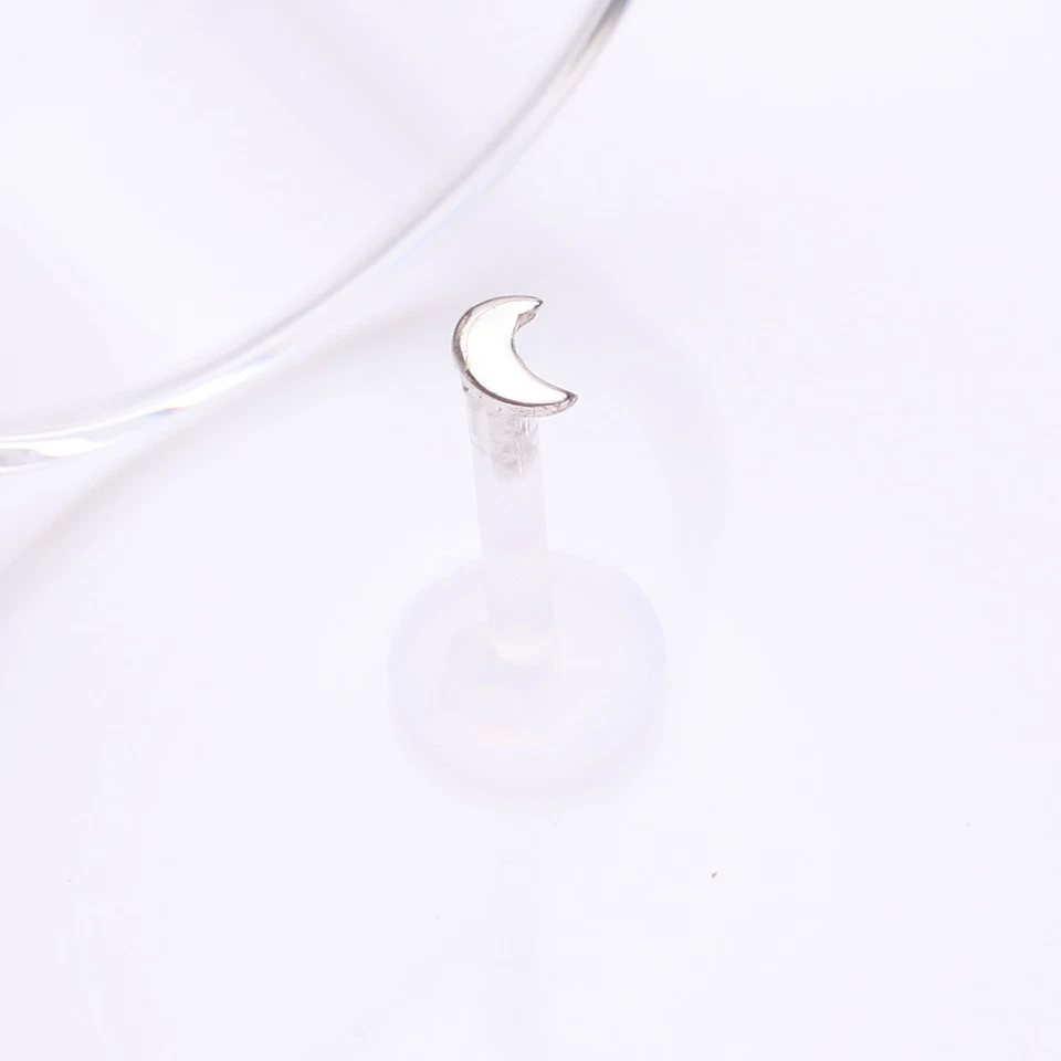 Placa Luna Media Luna Oro 14 quilates Top Bio-Flex Labret 16ga Foto 2 de 2