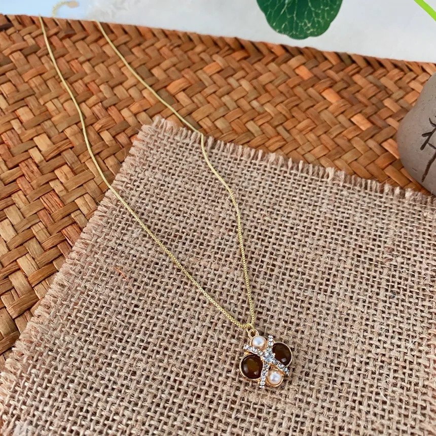 Classy Pave CZ Cabochon Pendant Necklace For Women