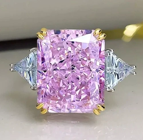 7.00 Ct Certified Radiant Cut Natural Pink Diamond Ring VVS1 White Gold Finish