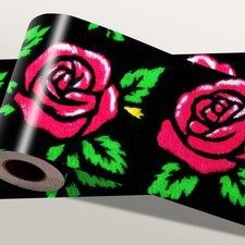 IOHEFY Red Rose Wall Border 196x4 Inch Peel and Stick Floral 4" x 196",