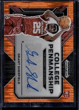 2023 Prizm Draft Picks College Penmanship Grant Sherfield #1 Orange Pulsar /49