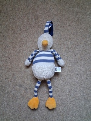 JellyCat Bredita Ente Rassel Glockenspiel Plüschtier Kuscheltier blau weiß gestreift Top