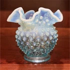 Fenton Aqua Blue Opalescent Hobnail Vase