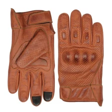 Vance Leathers' Men's Waxed Austin Brown Leather Perforated Motorcycle Gloves