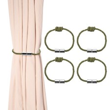 4Pcs Magnetic Curtain Tiebacks, Elegant Weave Curtain Tie Backs, Green