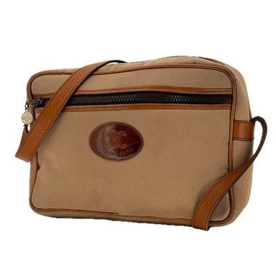 Vintage CELINE Paris Canvas Leather Camera Bag Crossbody Macadam Triomphe Logo