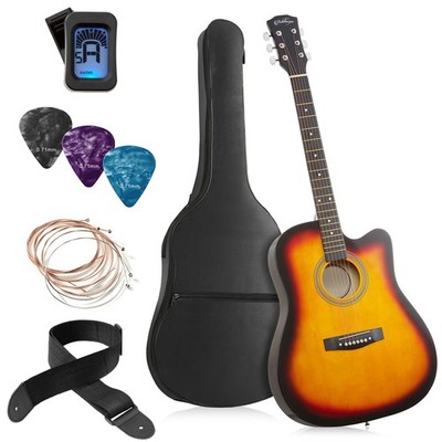 41-inch Beginner Cutaway Acoustic Guitar - Starter Kit w Gig Bag - Sunburst