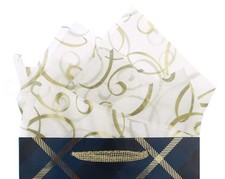 500 Sheets White Tissue Paper Metallic Gold Curls Gift Wrap Bulk 20x30 Inch