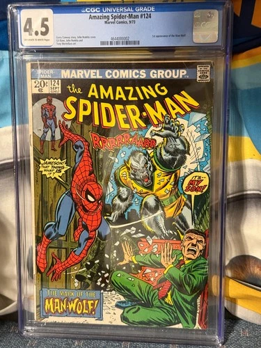 AMAZING SPIDER-MAN #124 FIRST APPEARANCE OF MAN-WOLF CGC 4.5