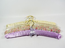 Vintage Lot of Four 4 Padded Closet Hangers White, Lilac and Floral