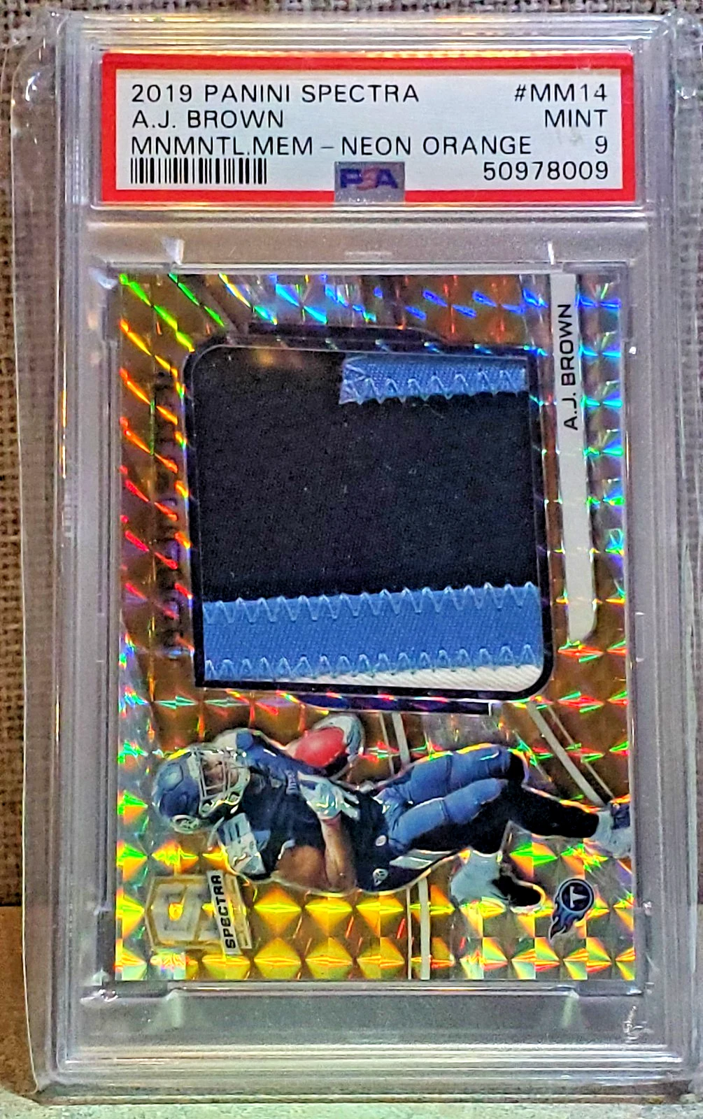 AJ Brown Panini Spectra Monumental Memorabilia #MM14 Neon Orange